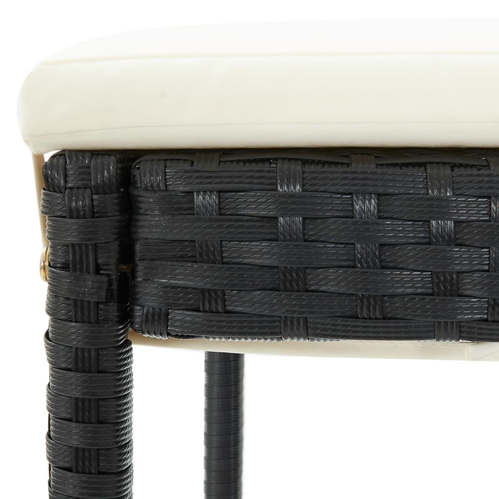 Ensemble de bar de jardin 5 pcs et coussins Résine tressée Noir