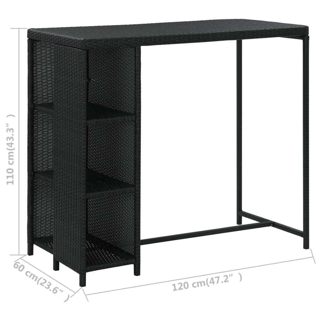 Ensemble de bar de jardin 5 pcs et coussins Résine tressée Noir