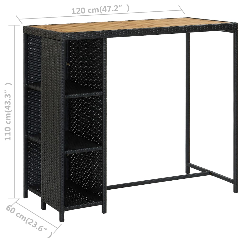 Ensemble de bar de jardin 5 pcs et coussins Résine tressée Noir