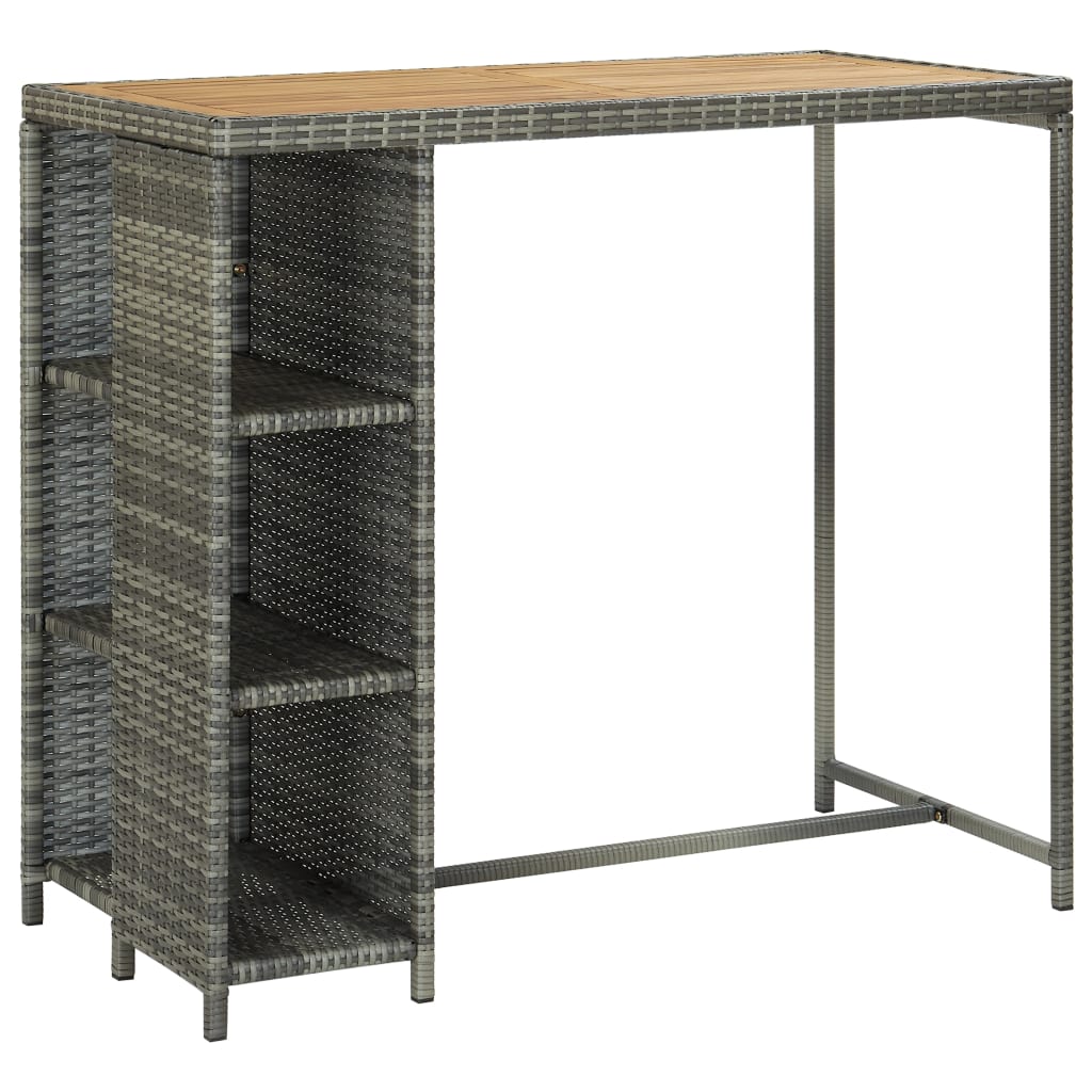 Ensemble de bar de jardin 5 pcs et coussins Résine tressée Gris