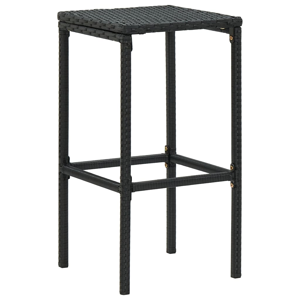 Ensemble de bar de jardin 4 pcs et coussins Résine tressée Noir