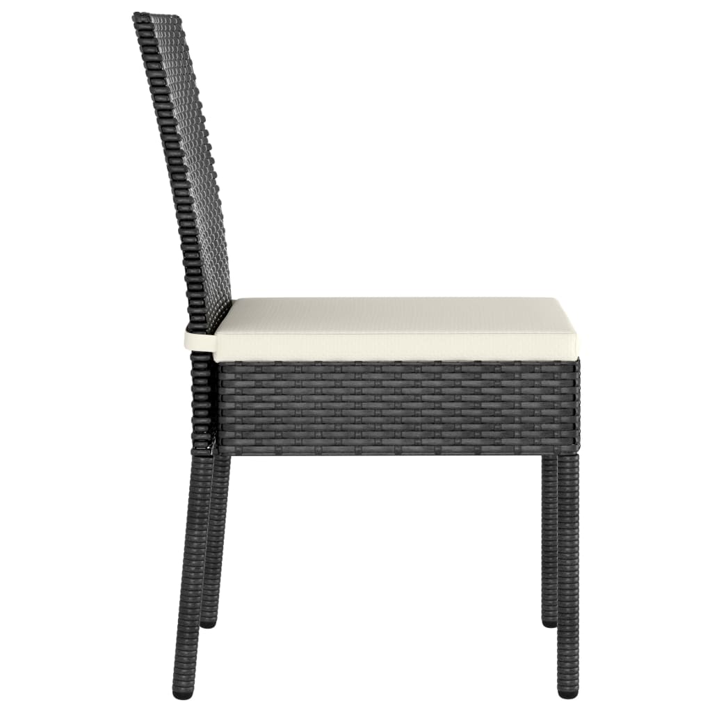 Ensemble à manger de jardin 3 pcs Résine tressée Noir