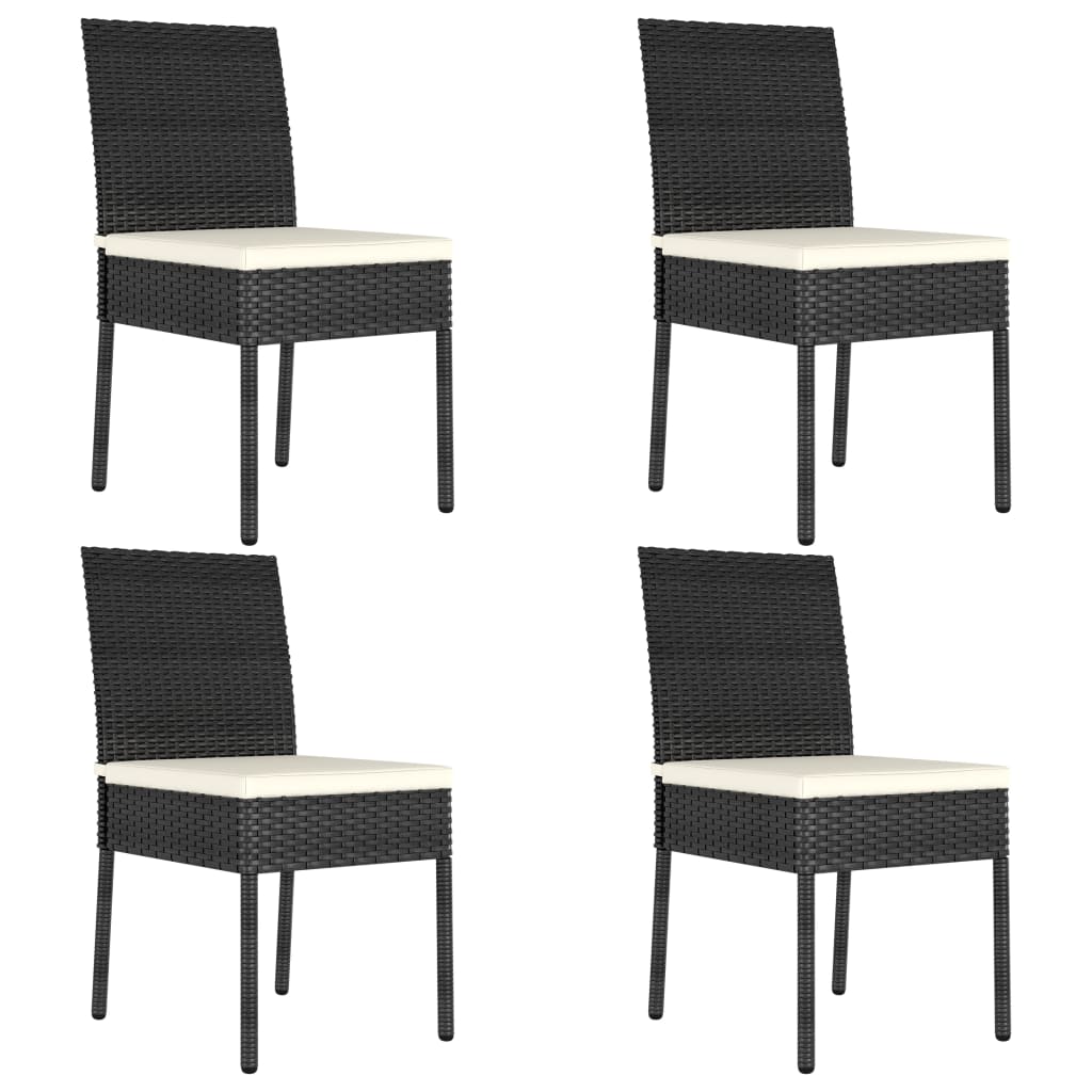 Ensemble à manger de jardin 5 pcs Résine tressée Noir