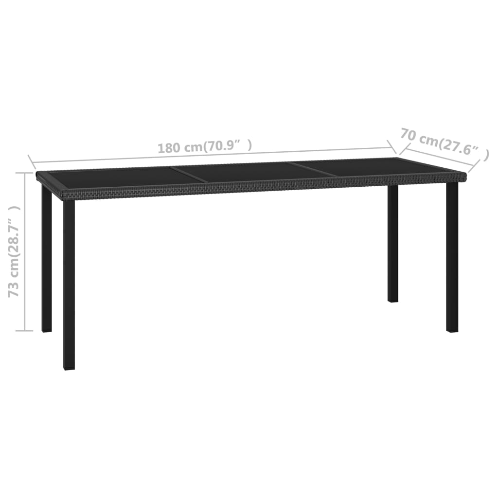Ensemble à manger de jardin 7 pcs Résine tressée Noir