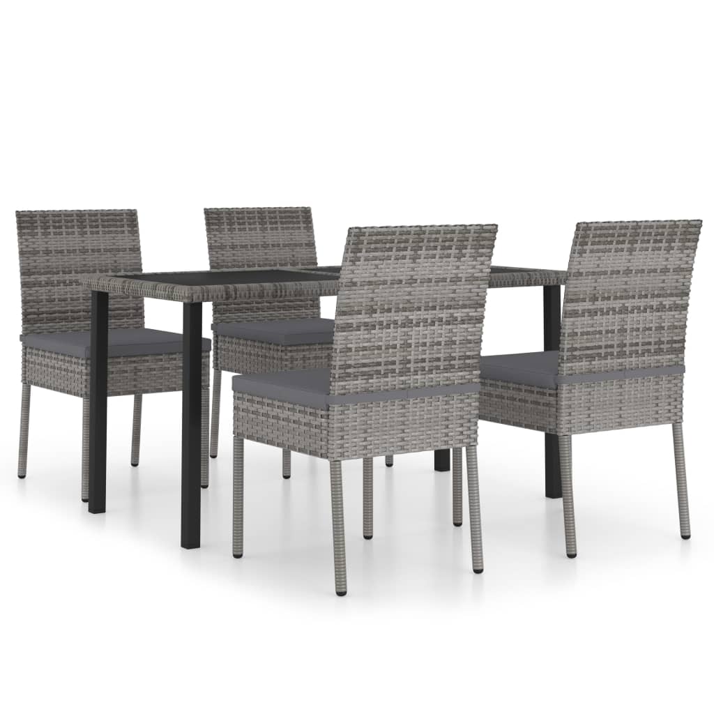 Ensemble à manger de jardin 5 pcs Résine tressée Gris