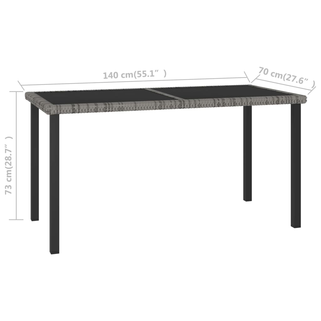 Ensemble à manger de jardin 5 pcs Résine tressée Gris