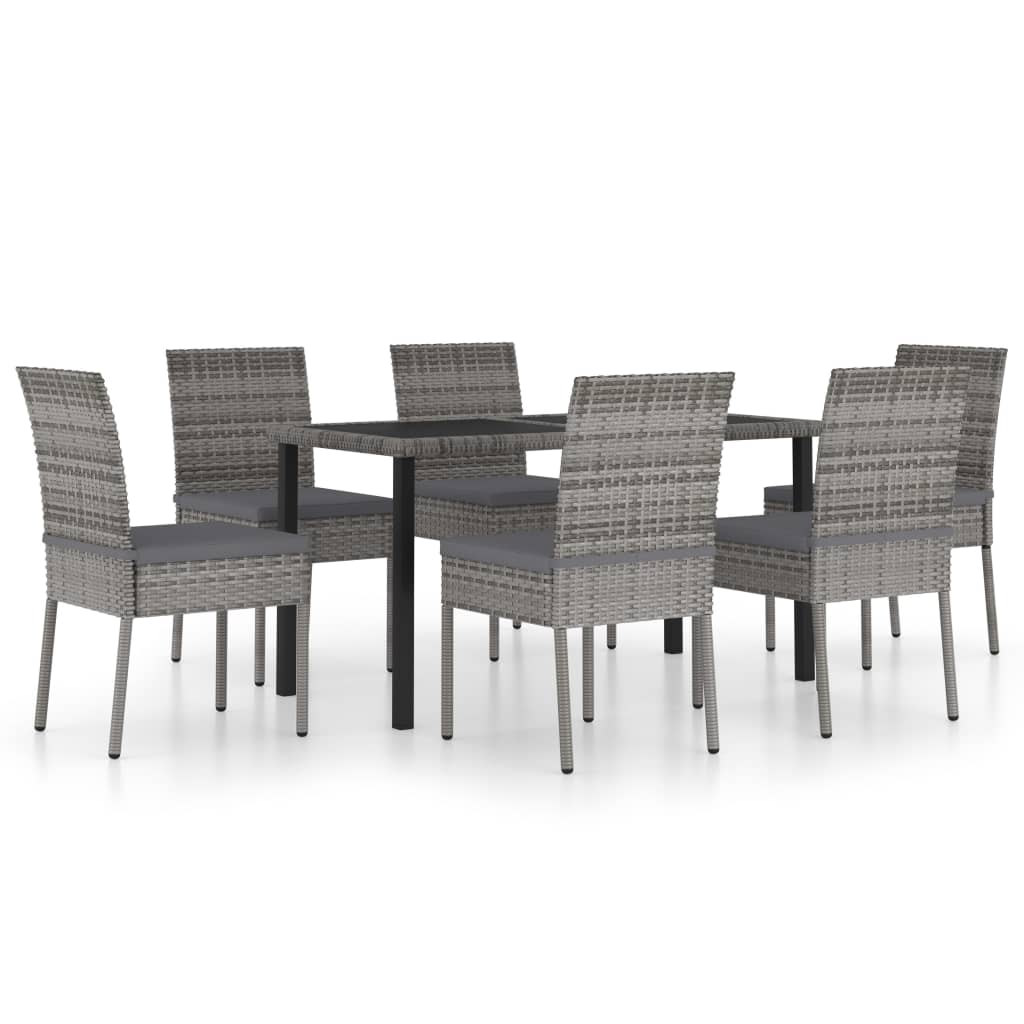 Ensemble à manger de jardin 7 pcs Résine tressée Gris