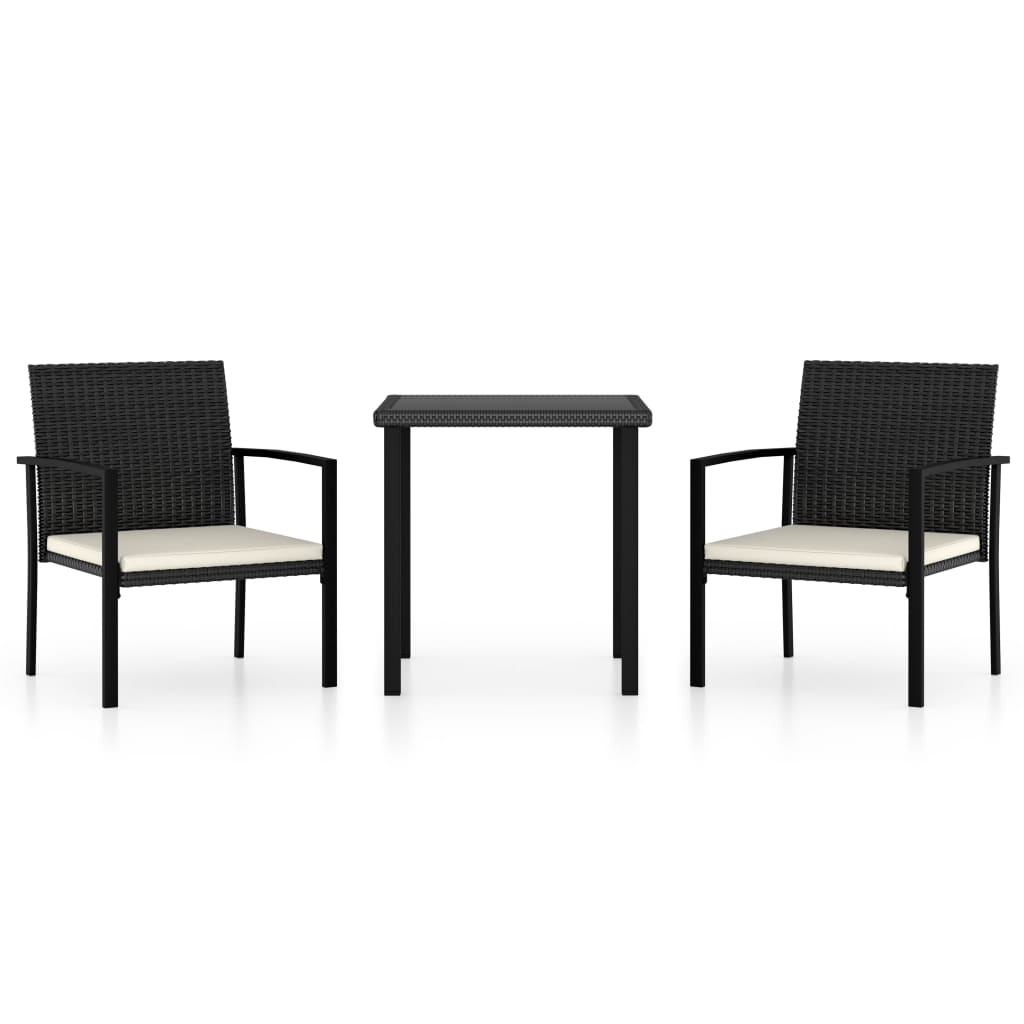 Ensemble à manger de jardin 3 pcs Résine tressée Noir