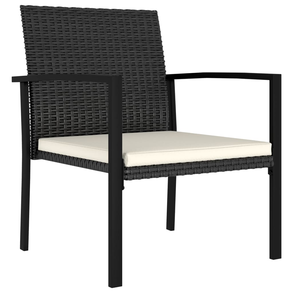 Ensemble à manger de jardin 3 pcs Résine tressée Noir