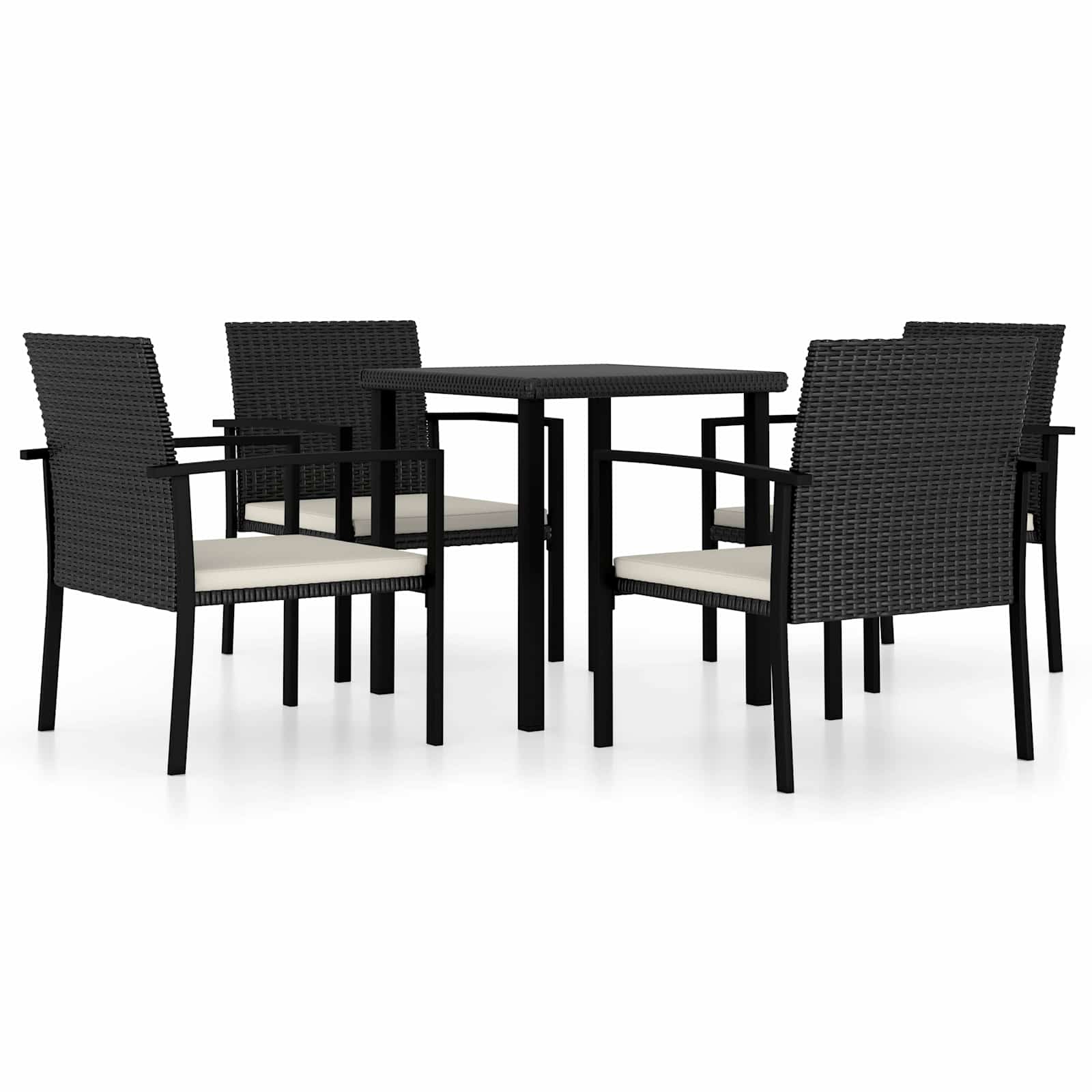 Ensemble de salle à manger de jardin 5 pcs Résine tressée Noir