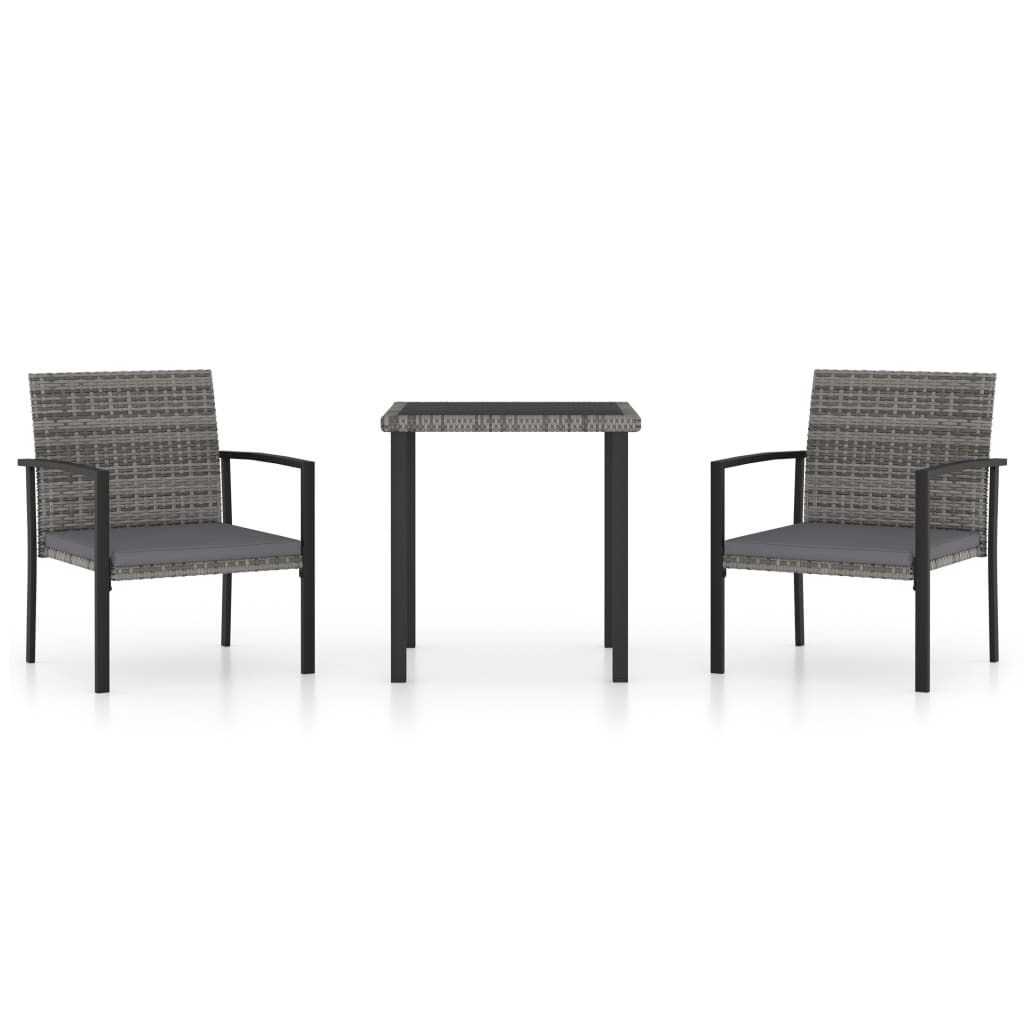 Ensemble à manger de jardin 3 pcs Résine tressée Gris