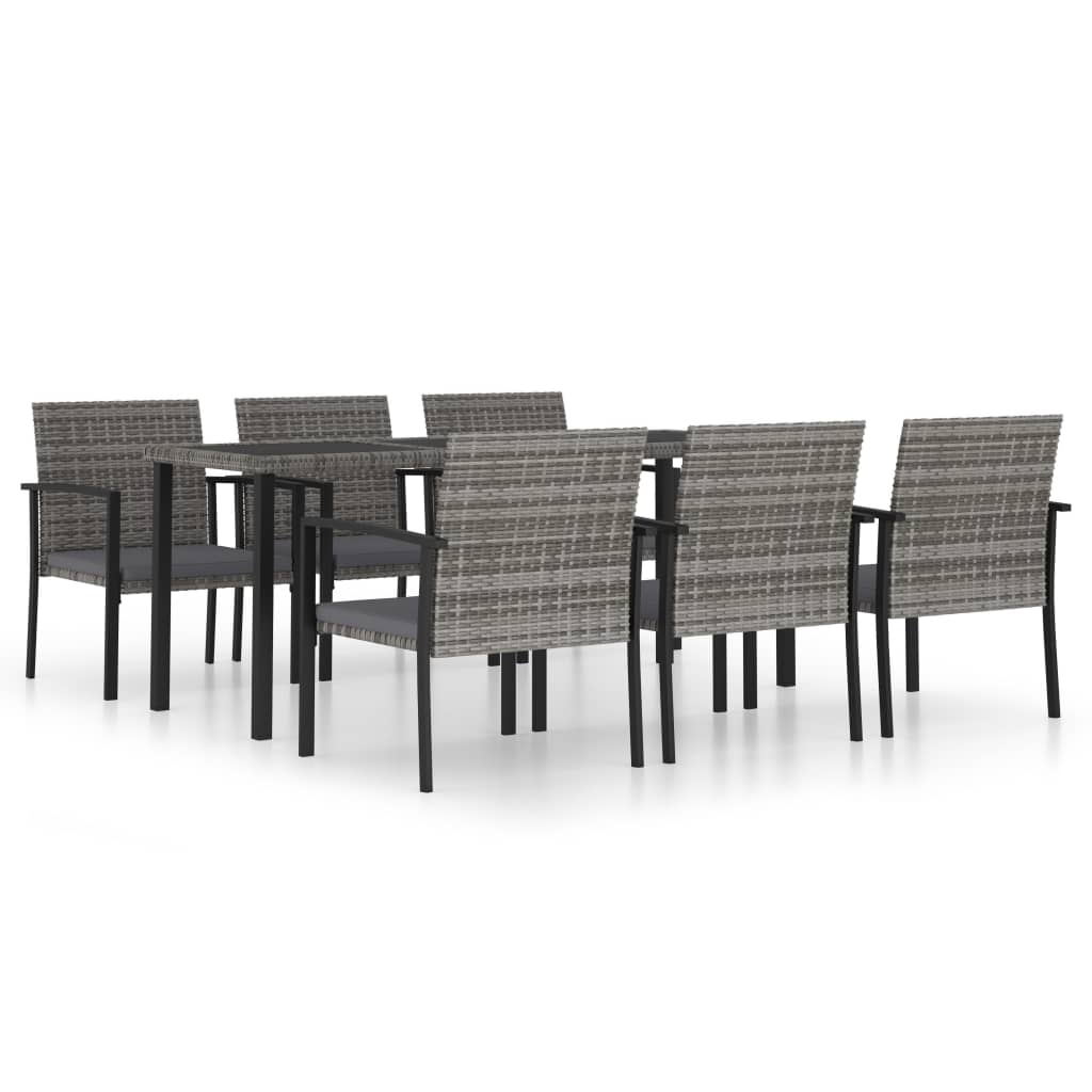 Ensemble à manger de jardin 7 pcs Résine tressée Gris