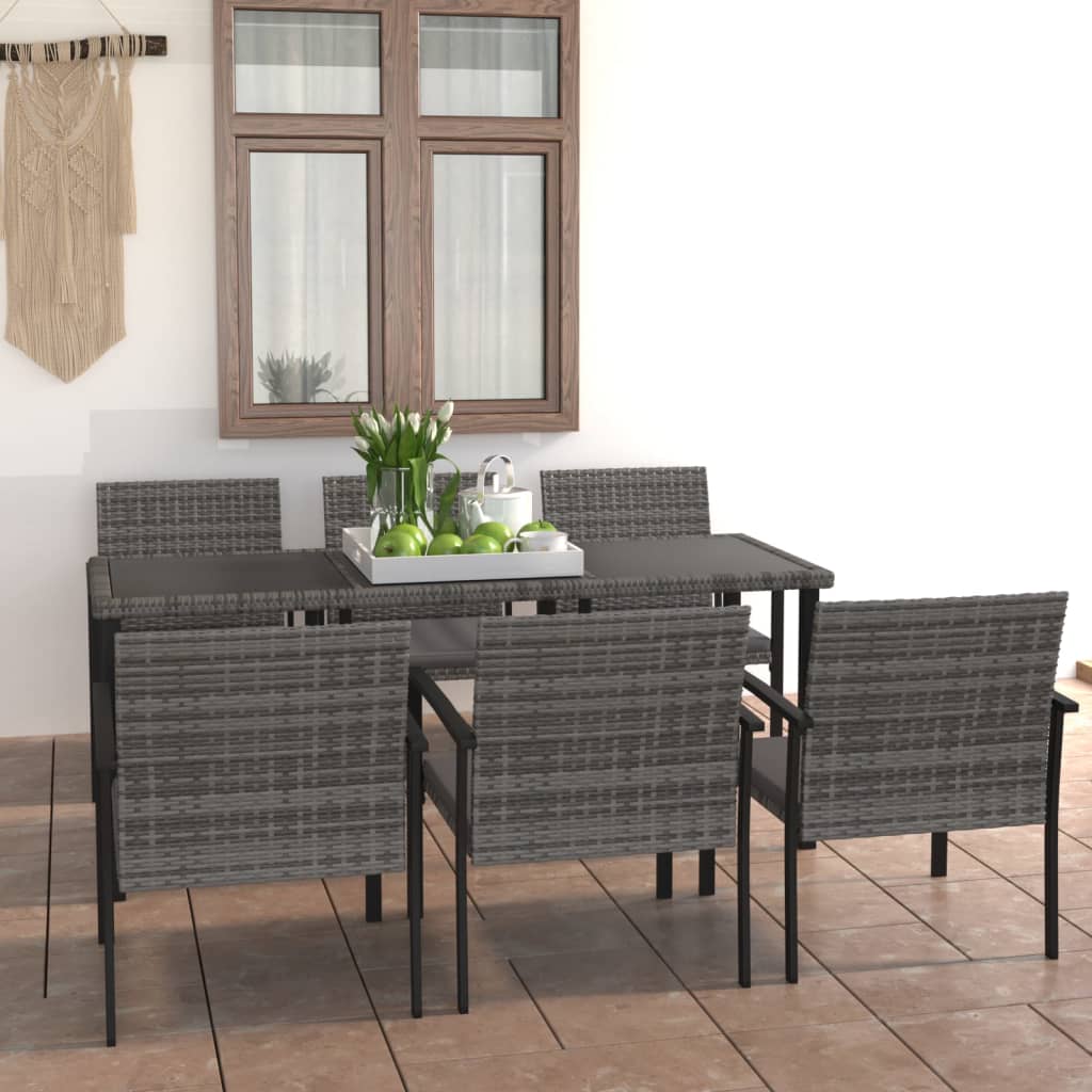 Ensemble à manger de jardin 7 pcs Résine tressée Gris