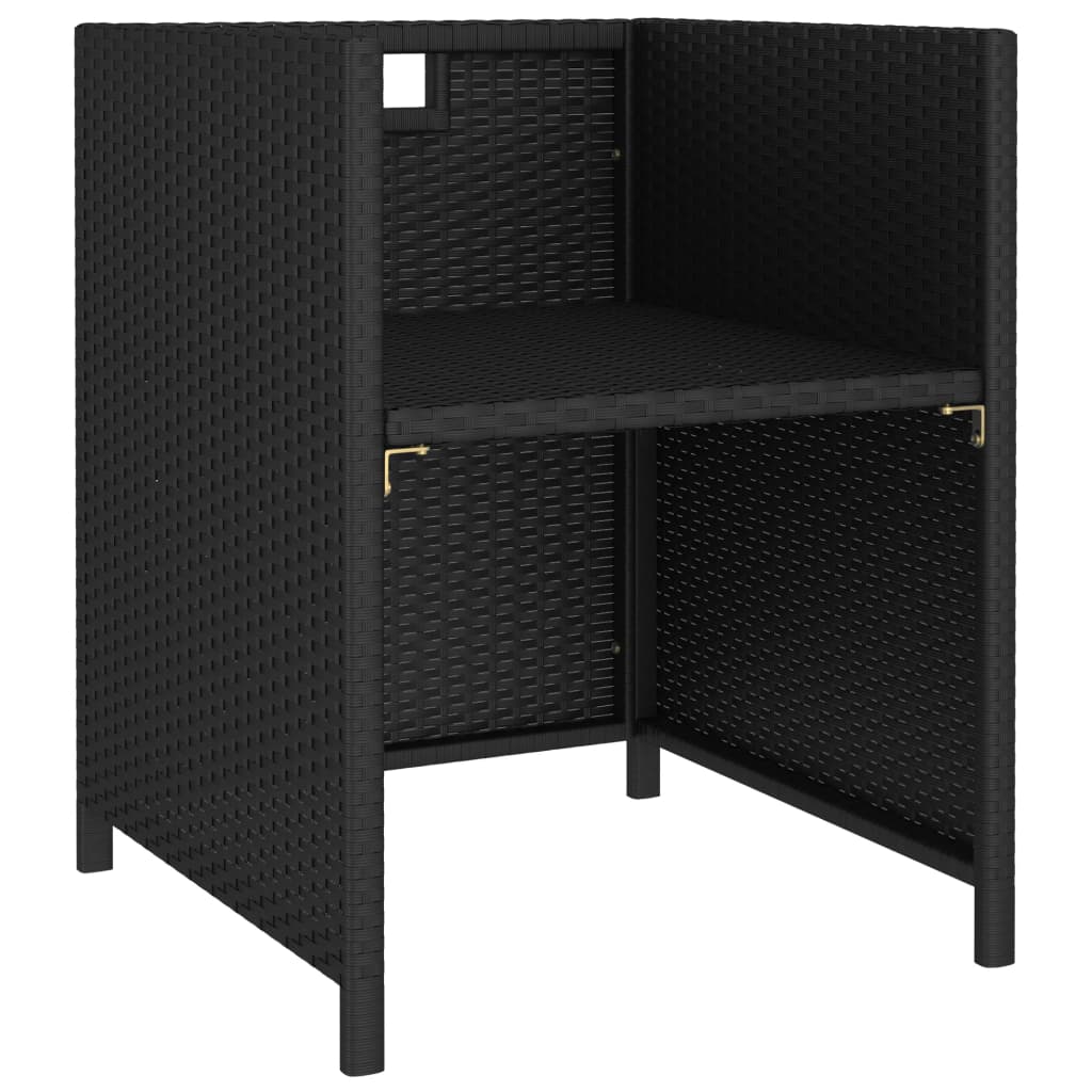 Mobilier à dîner de jardin 6pcs et coussins Résine tressée Noir