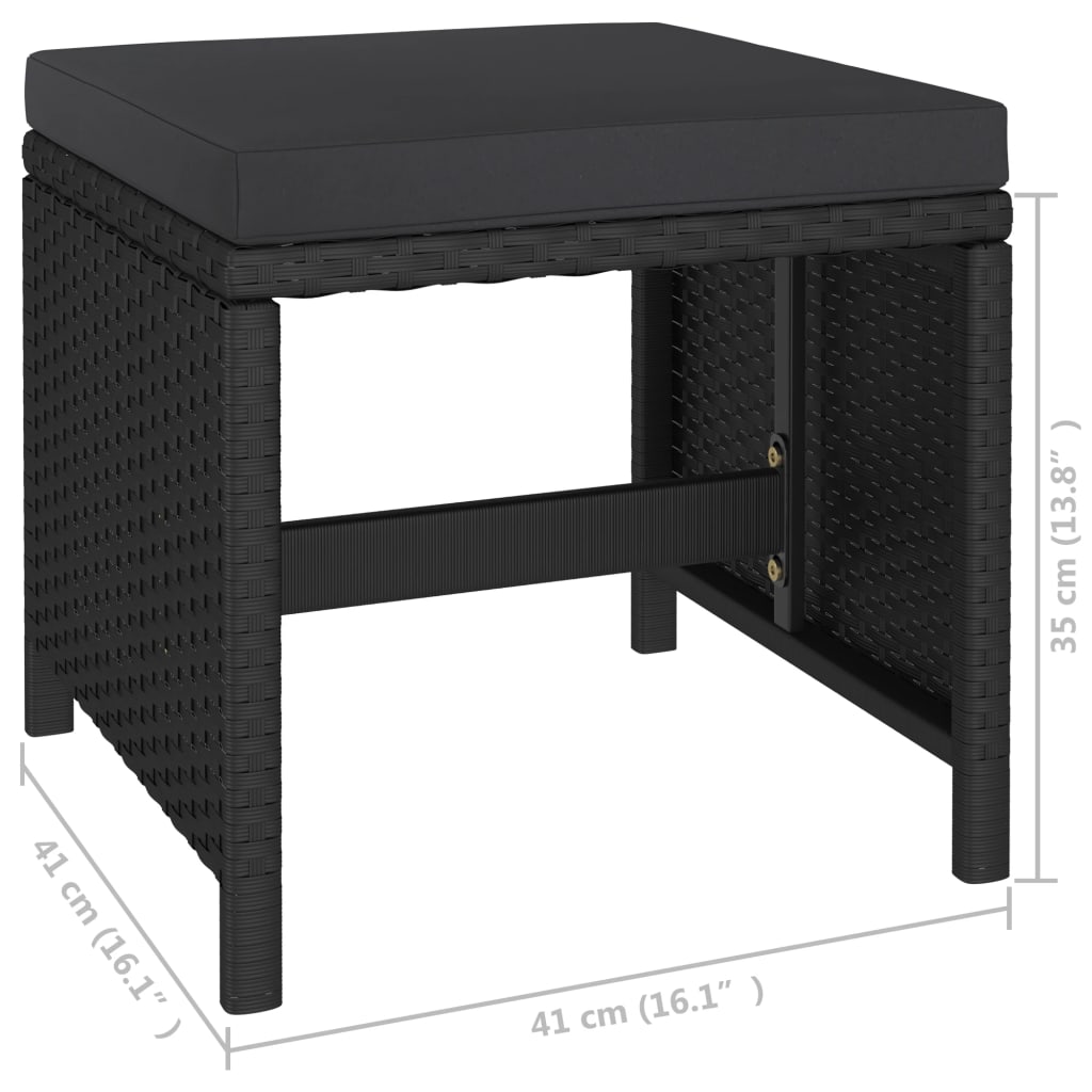 Mobilier à dîner de jardin 6pcs et coussins Résine tressée Noir