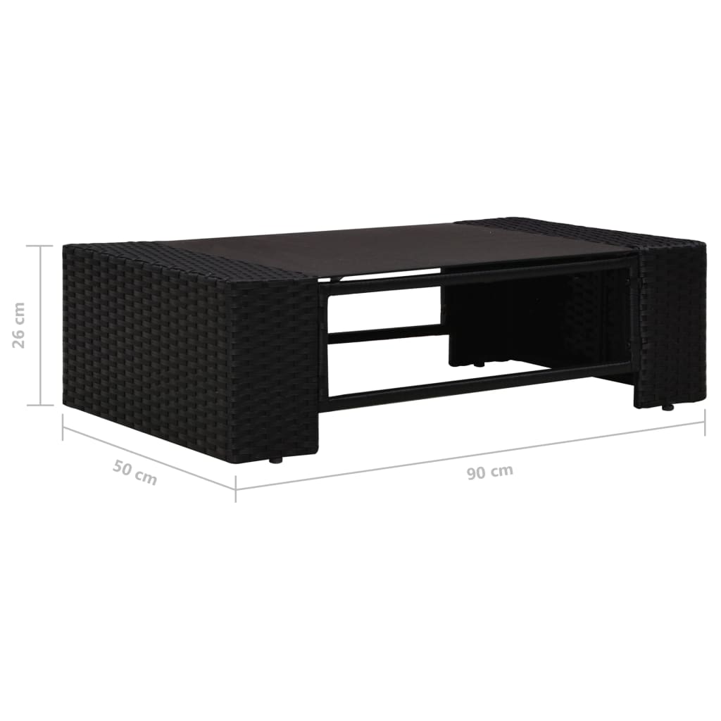 Salon de jardin 6 pcs avec coussins Noir Résine tressée