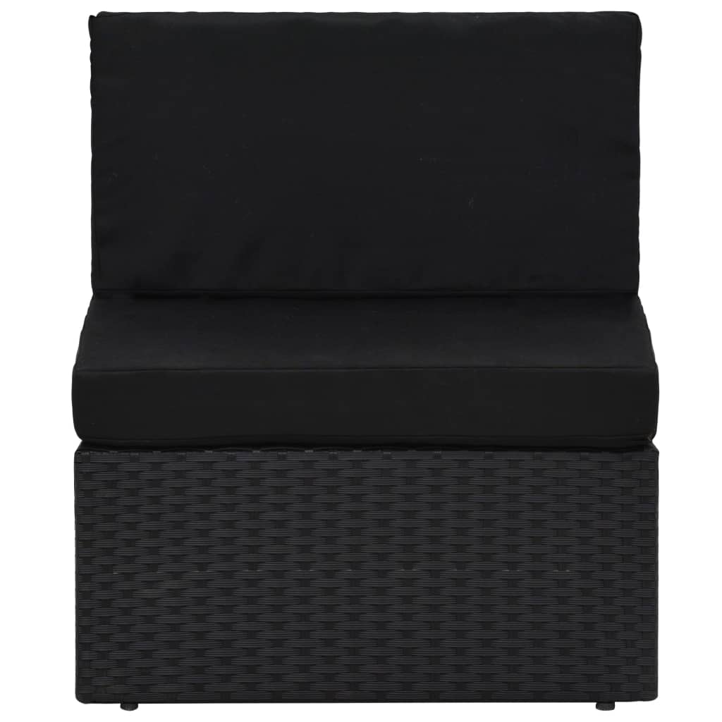 Salon de jardin 6 pcs avec coussins Noir Résine tressée