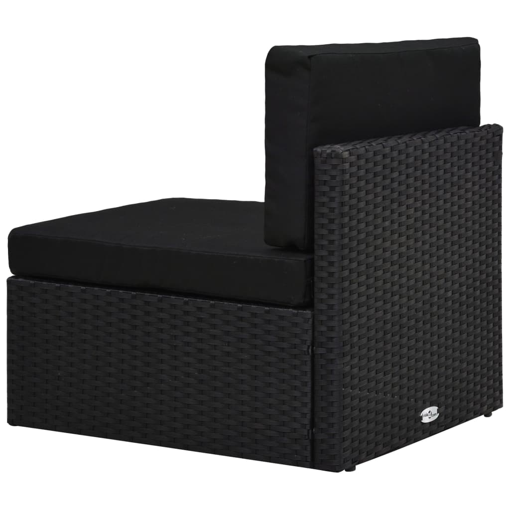 Salon de jardin 6 pcs avec coussins Noir Résine tressée