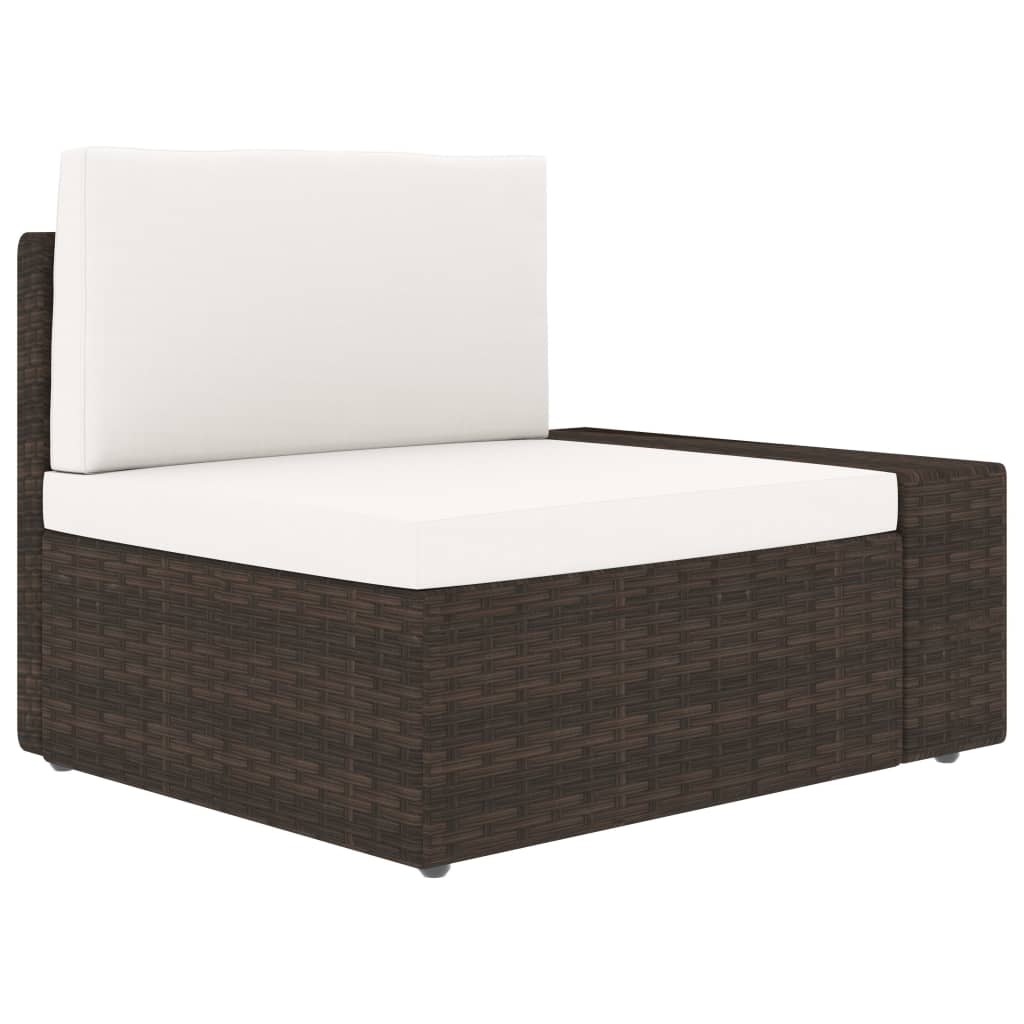 Salon de jardin 6 pcs avec coussins Marron Résine tressée