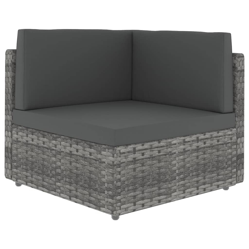 Salon de jardin 5 pcs avec coussins Gris Résine tressée
