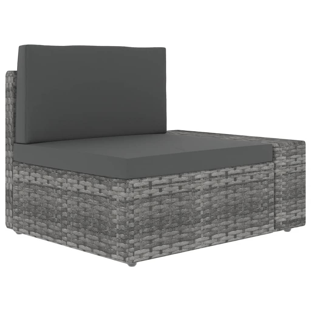 Salon de jardin 5 pcs avec coussins Gris Résine tressée