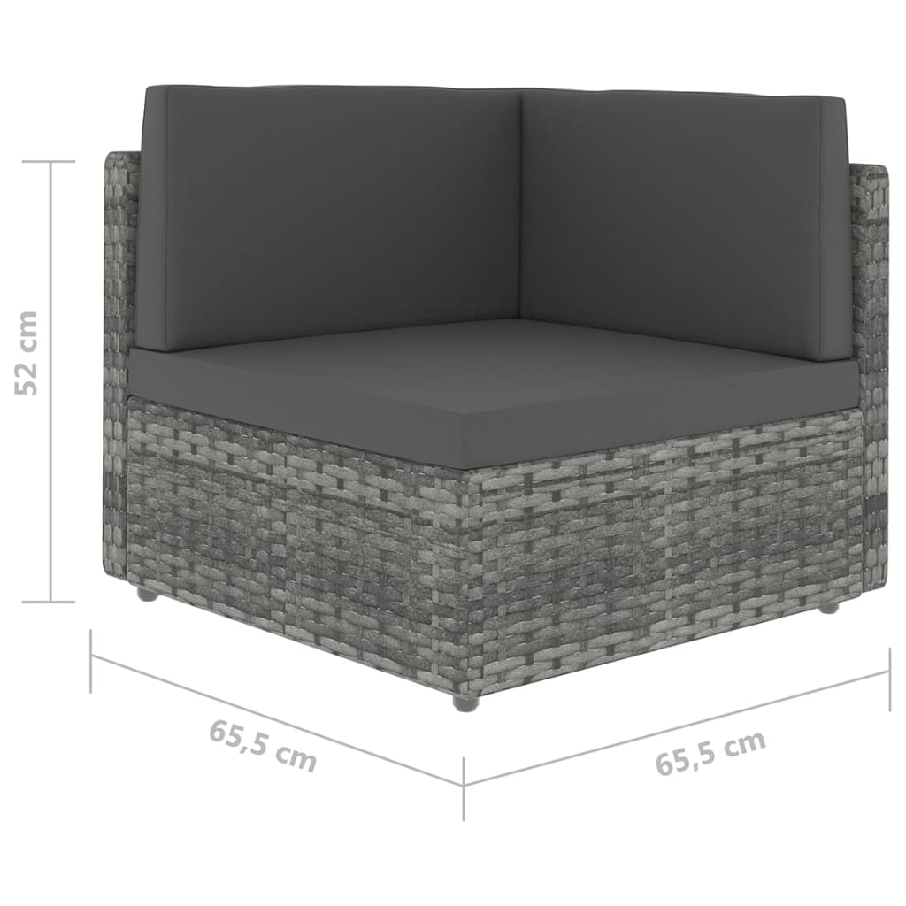 Salon de jardin 5 pcs avec coussins Gris Résine tressée