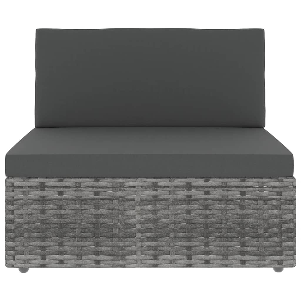 Salon de jardin 5 pcs avec coussins Gris Résine tressée