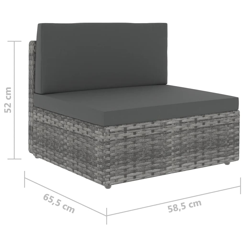 Salon de jardin 5 pcs avec coussins Gris Résine tressée