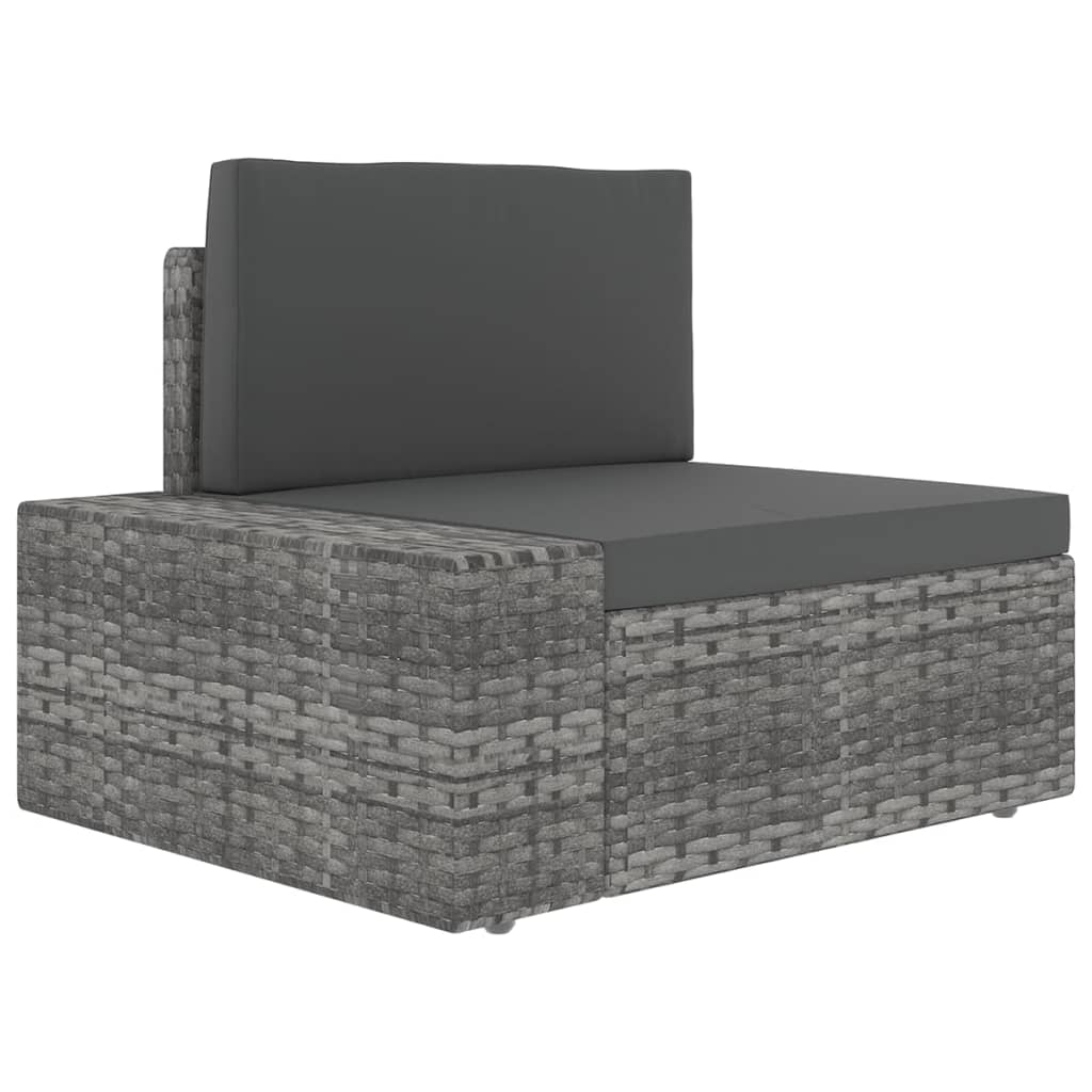 Salon de jardin 5 pcs avec coussins Gris Résine tressée