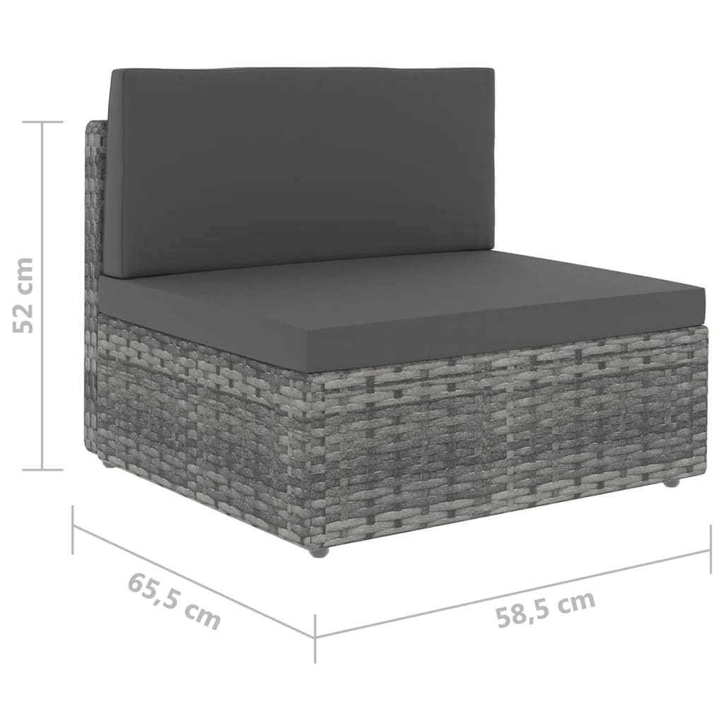 Salon de jardin 5 pcs avec coussins Gris Résine tressée