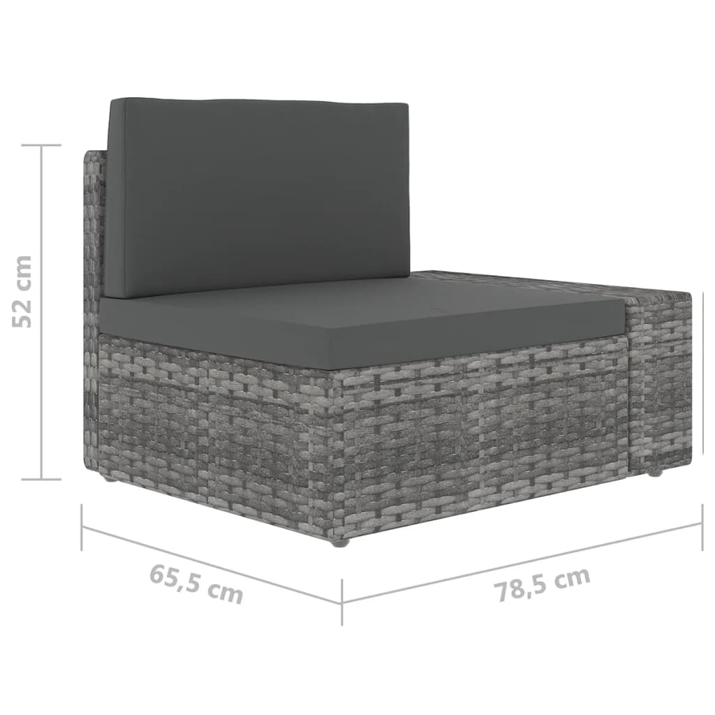 Salon de jardin 5 pcs avec coussins Gris Résine tressée