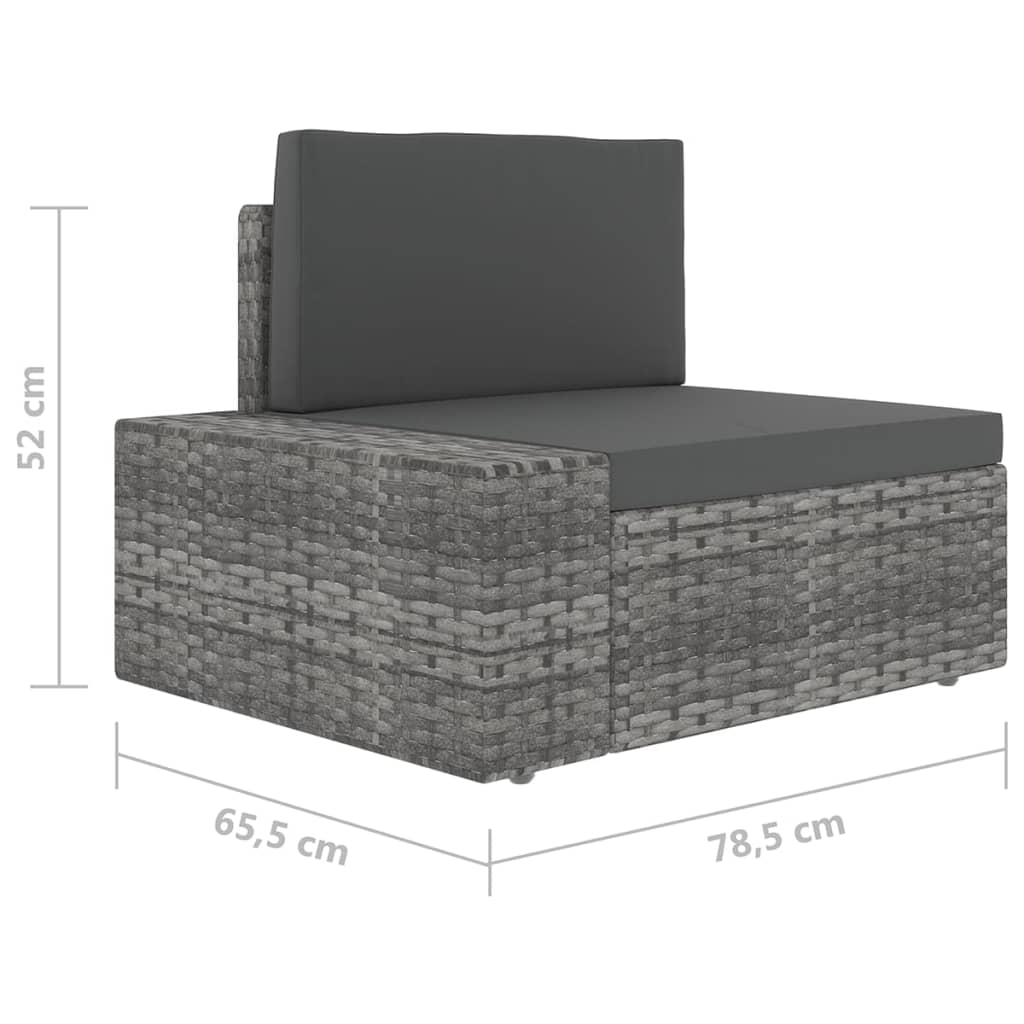 Salon de jardin 5 pcs avec coussins Gris Résine tressée