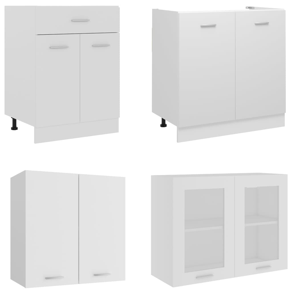 Ensemble de 4 meubles de cuisine "Lyon" en bois d'ingénierie blanc - XIOS
