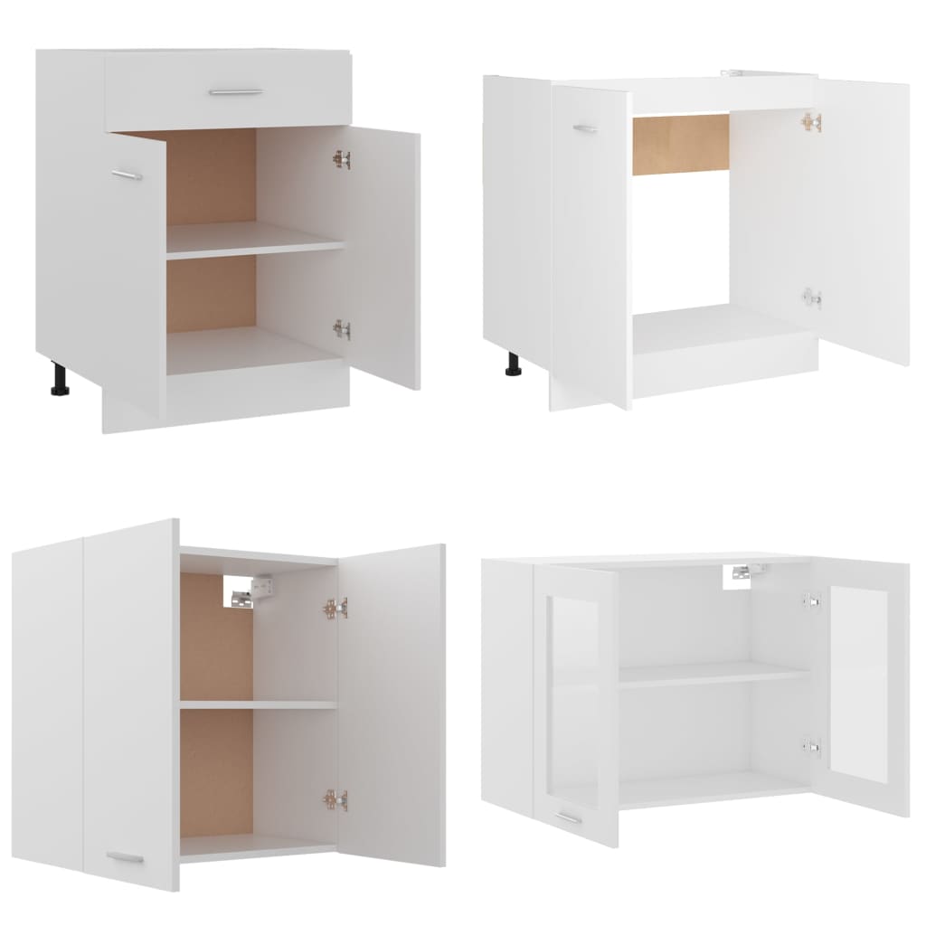 Ensemble de 4 meubles de cuisine "Lyon" en bois d'ingénierie blanc - XIOS