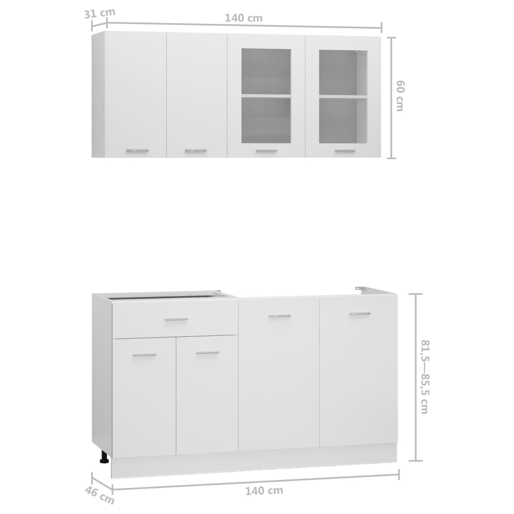 Ensemble de 4 meubles de cuisine "Lyon" en bois d'ingénierie blanc - XIOS