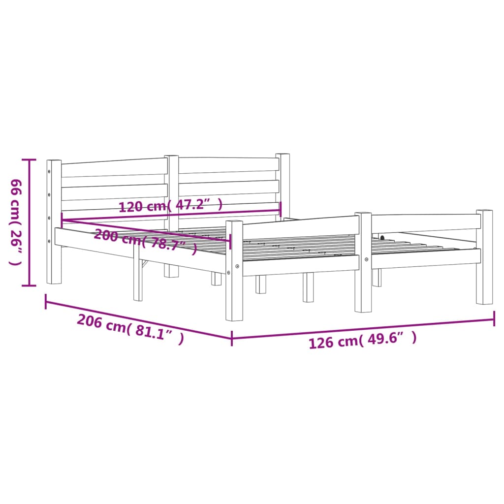 Cadre de lit sans matelas bois de pin massif 120x200 cm - XIOS