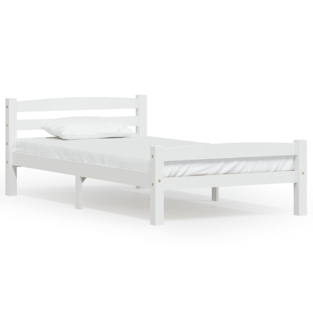 Cadre de lit sans matelas blanc bois de pin massif 90x200 cm - XIOS