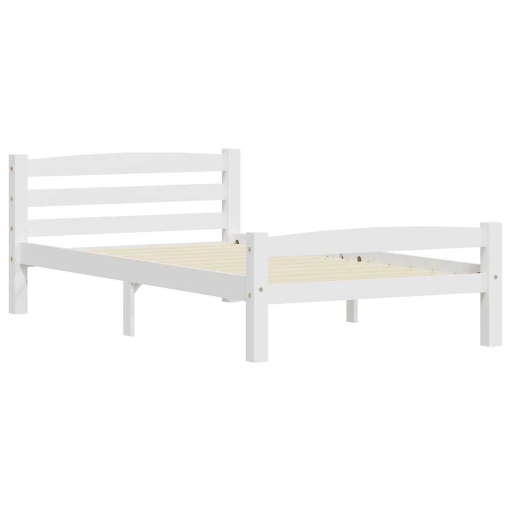Cadre de lit sans matelas blanc bois de pin massif 90x200 cm - XIOS