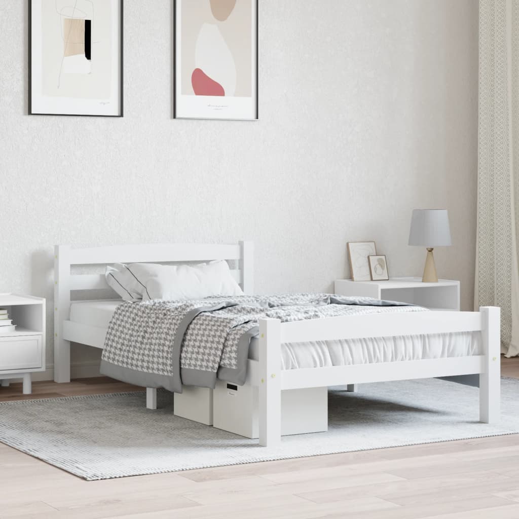 Cadre de lit sans matelas blanc bois de pin massif 90x200 cm - XIOS