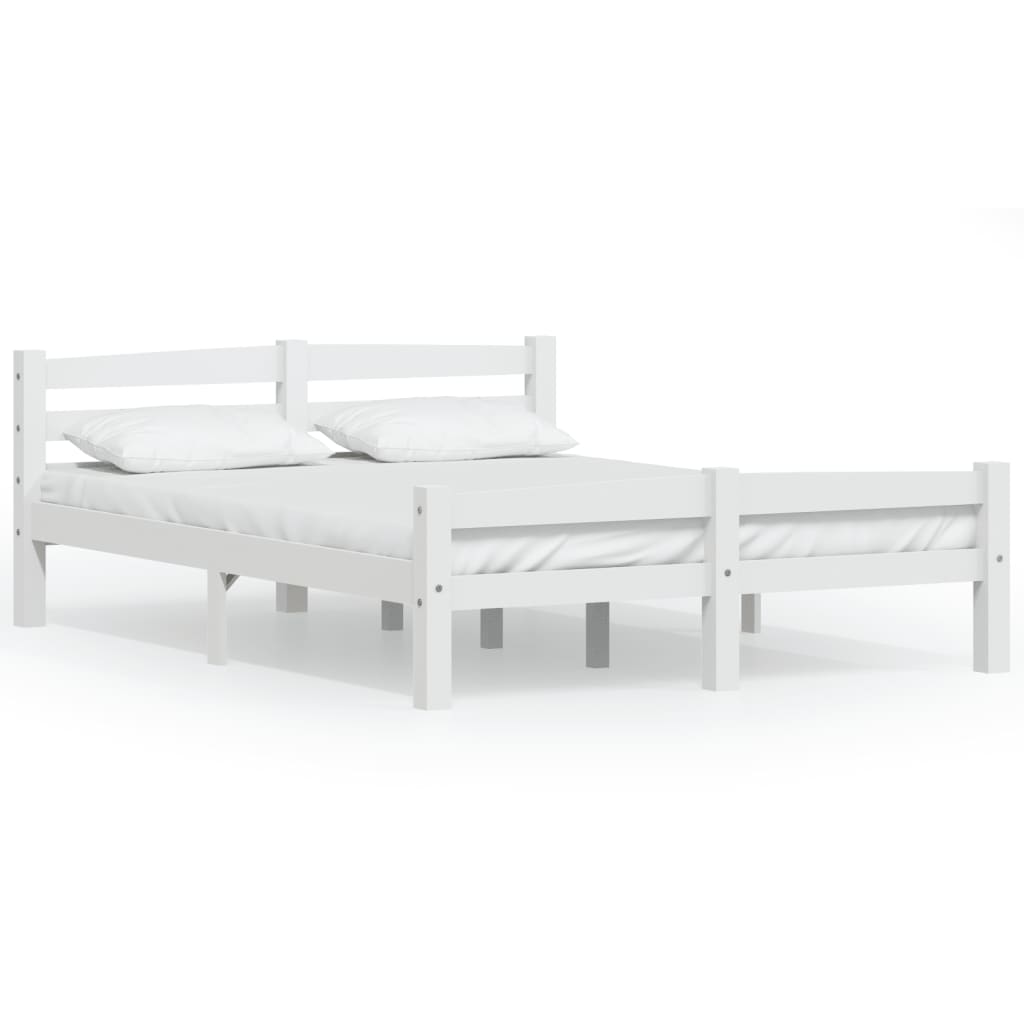Cadre de lit sans matelas blanc bois de pin massif 120x200 cm - XIOS