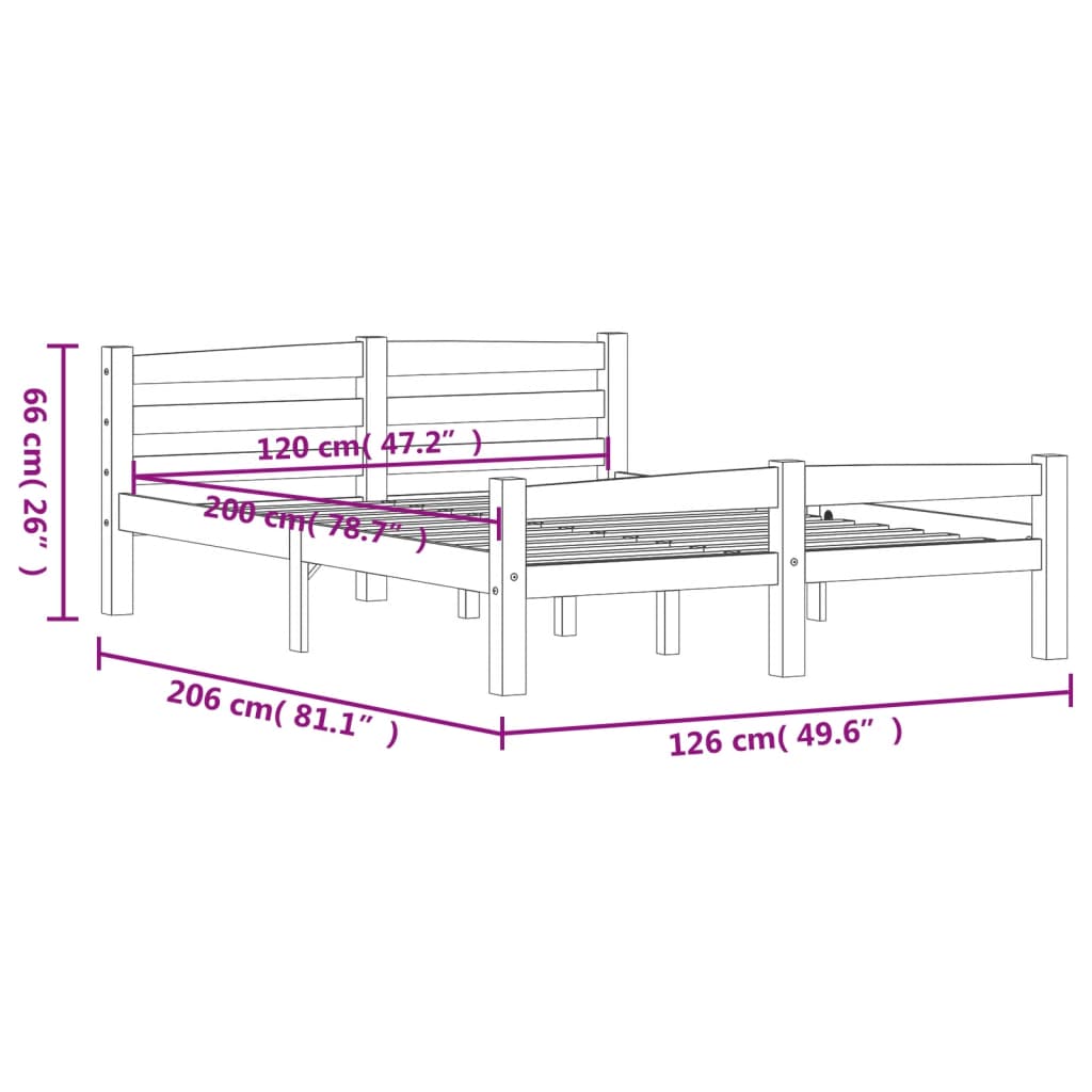 Cadre de lit sans matelas blanc bois de pin massif 120x200 cm - XIOS