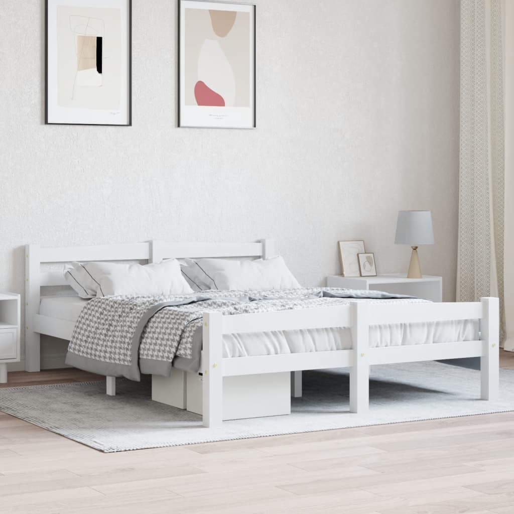 Cadre de lit sans matelas blanc bois de pin massif 120x200 cm - XIOS