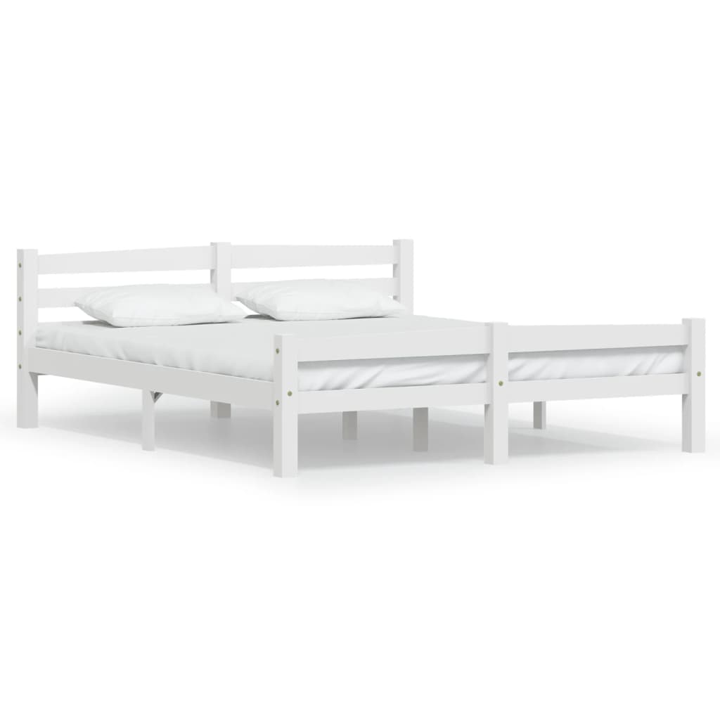 Cadre de lit sans matelas blanc bois de pin massif 160x200 cm - XIOS