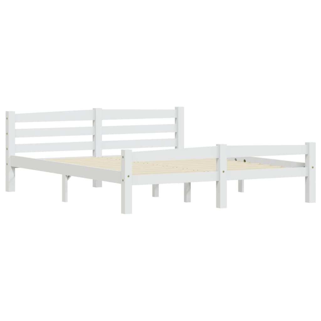 Cadre de lit sans matelas blanc bois de pin massif 160x200 cm - XIOS