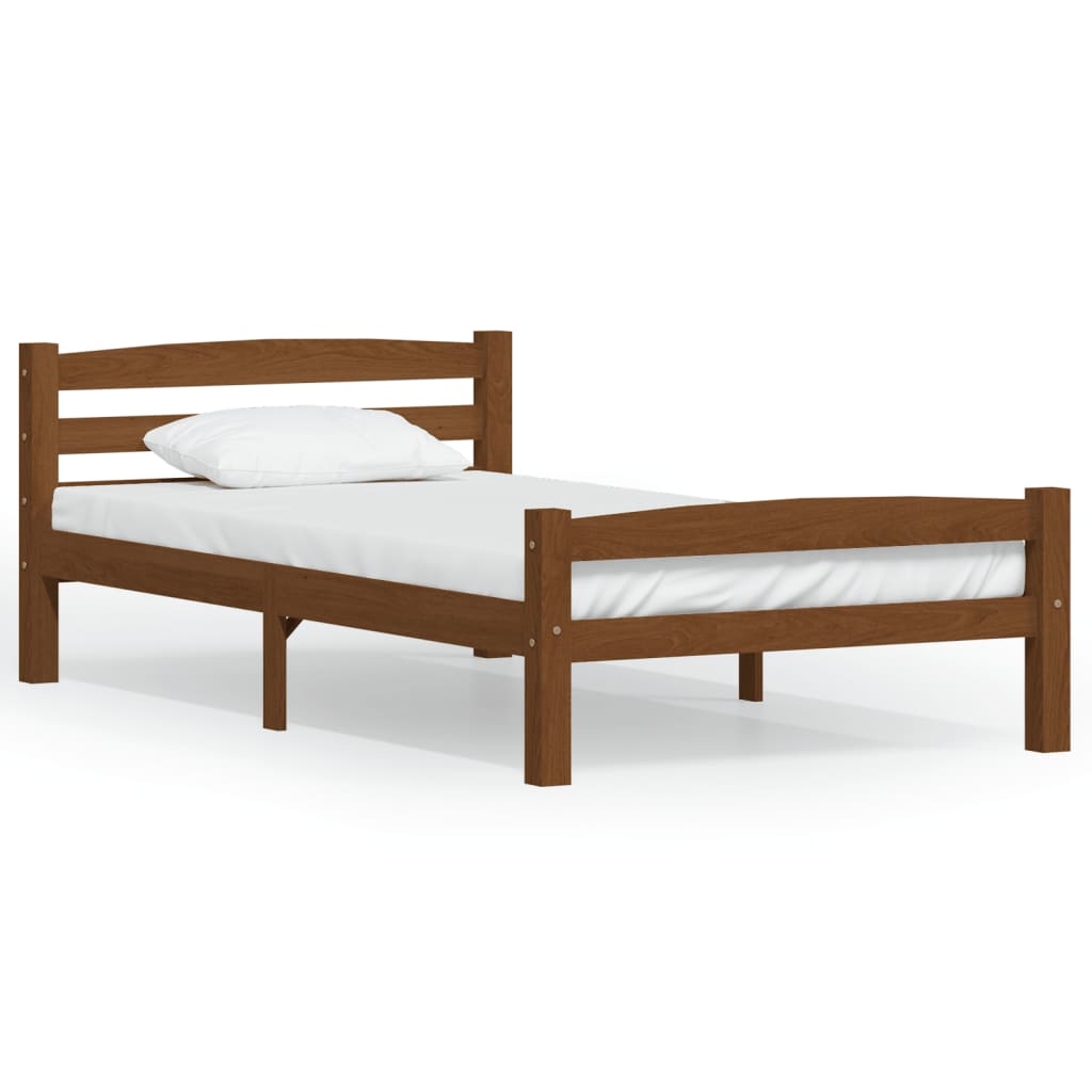 Cadre de lit sans matelas marron miel pin massif 100x200 cm - XIOS