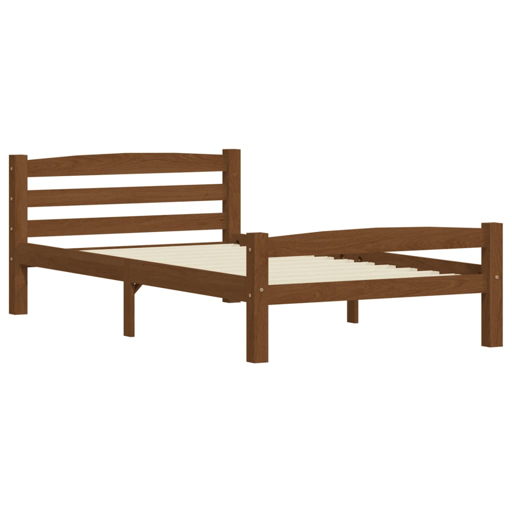 Cadre de lit sans matelas marron miel pin massif 100x200 cm - XIOS