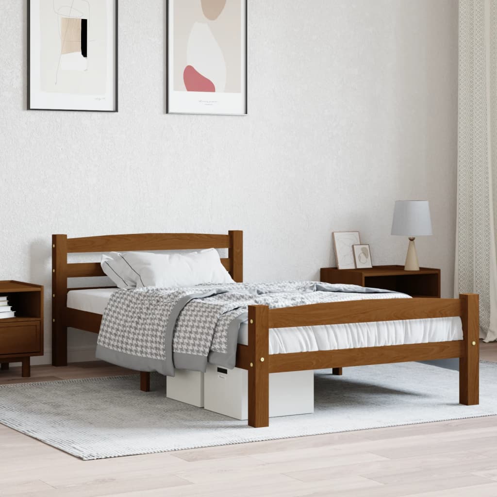 Cadre de lit sans matelas marron miel pin massif 100x200 cm - XIOS