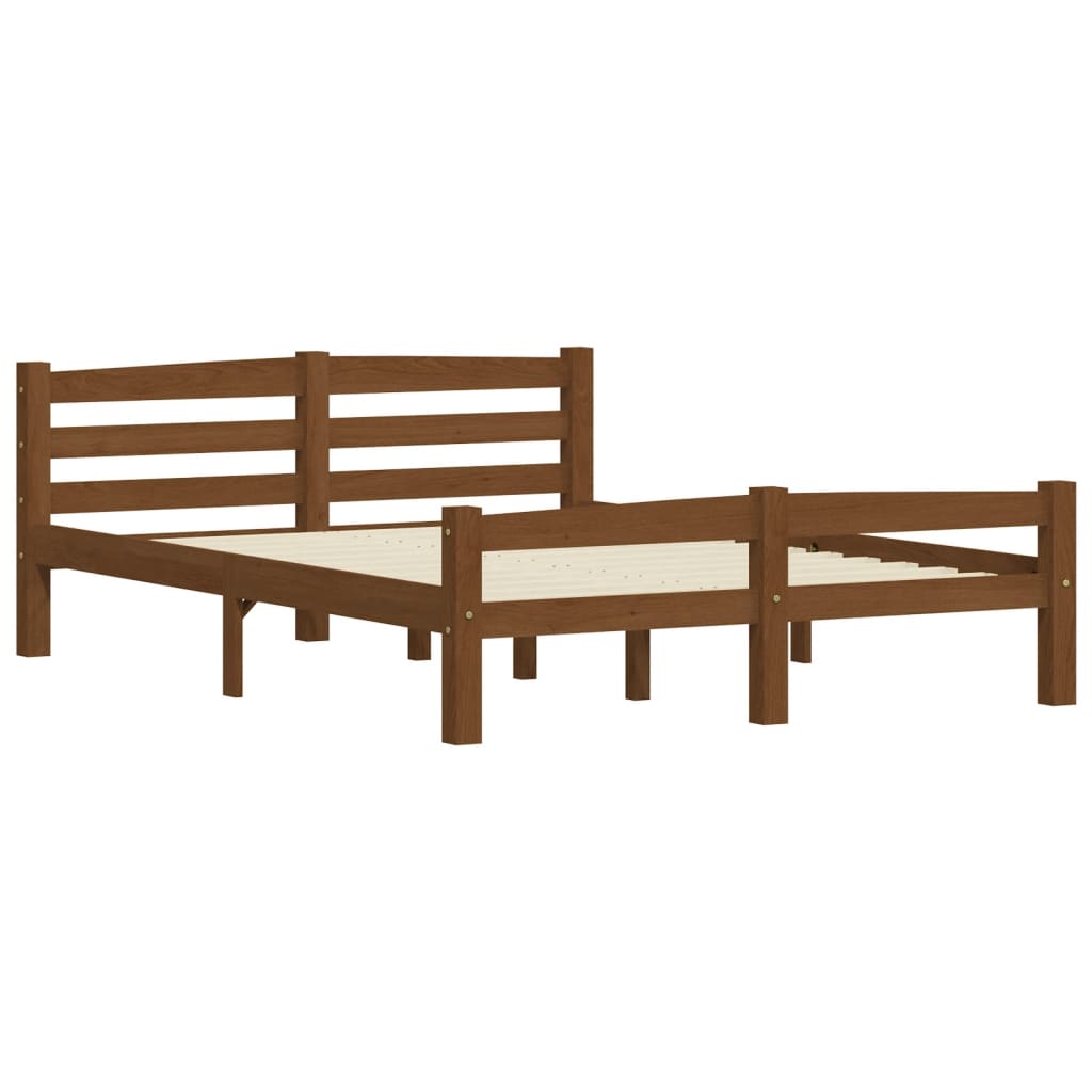 Cadre de lit sans matelas marron miel pin massif 120x200 cm - XIOS