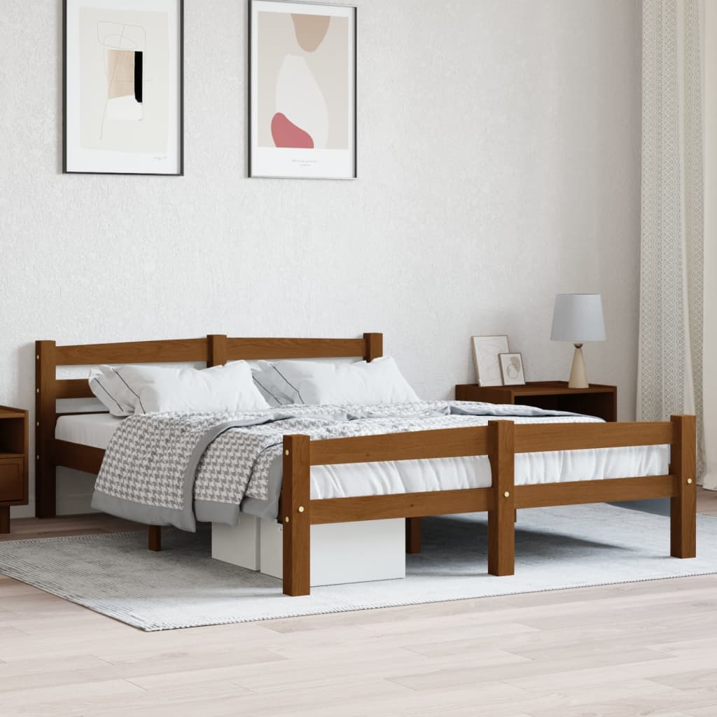 Cadre de lit sans matelas marron miel pin massif 120x200 cm - XIOS