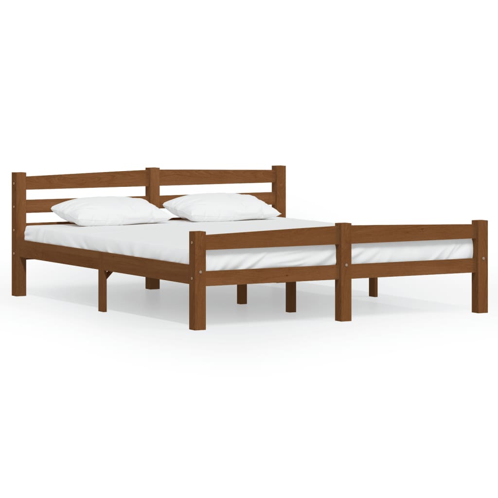 Cadre de lit sans matelas marron miel pin massif 160x200 cm - XIOS